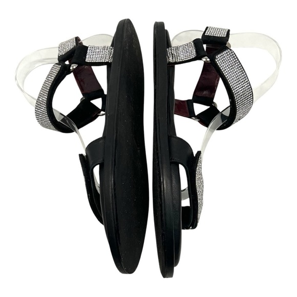Staud Betty Rhinestone Black Leather Sporty Outdoor Sandals Womens 40 - Picture 11 of 14